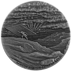 2022 Biblical Series Samson And The Gates Of Gaza 2 Oz Antique Silver Coin Scottsdale Mint 07