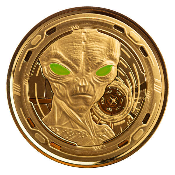 2022 Scottsdale Mint Ghana Alien 1 Oz Gold Proof With Color Coin 17