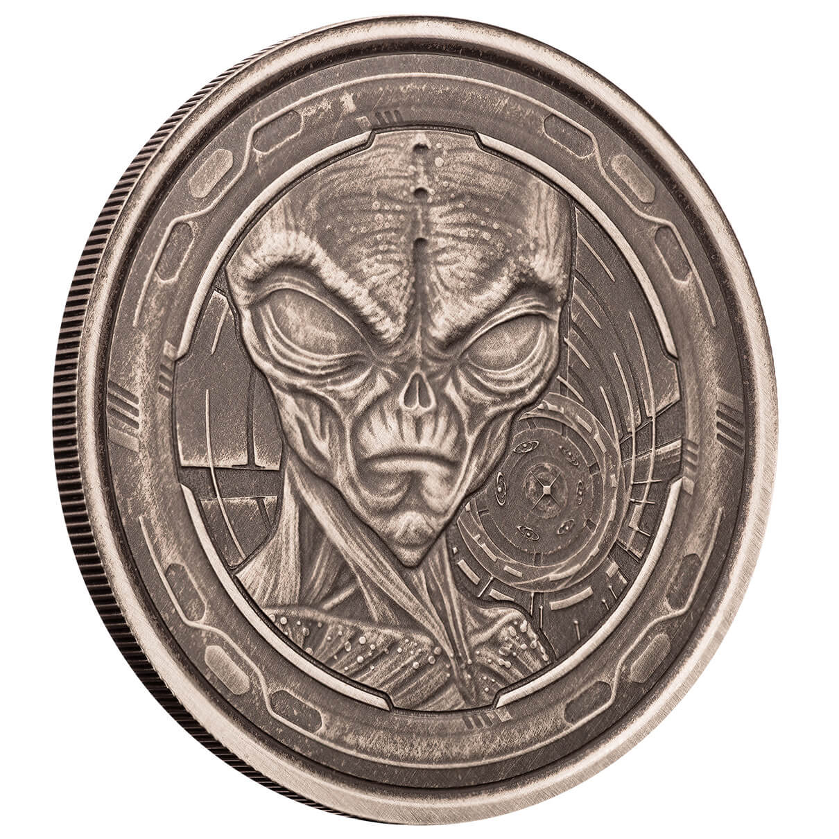 2022 Scottsdale Mint Ghana Alien 1 Oz Silver Antiqued Coin 08