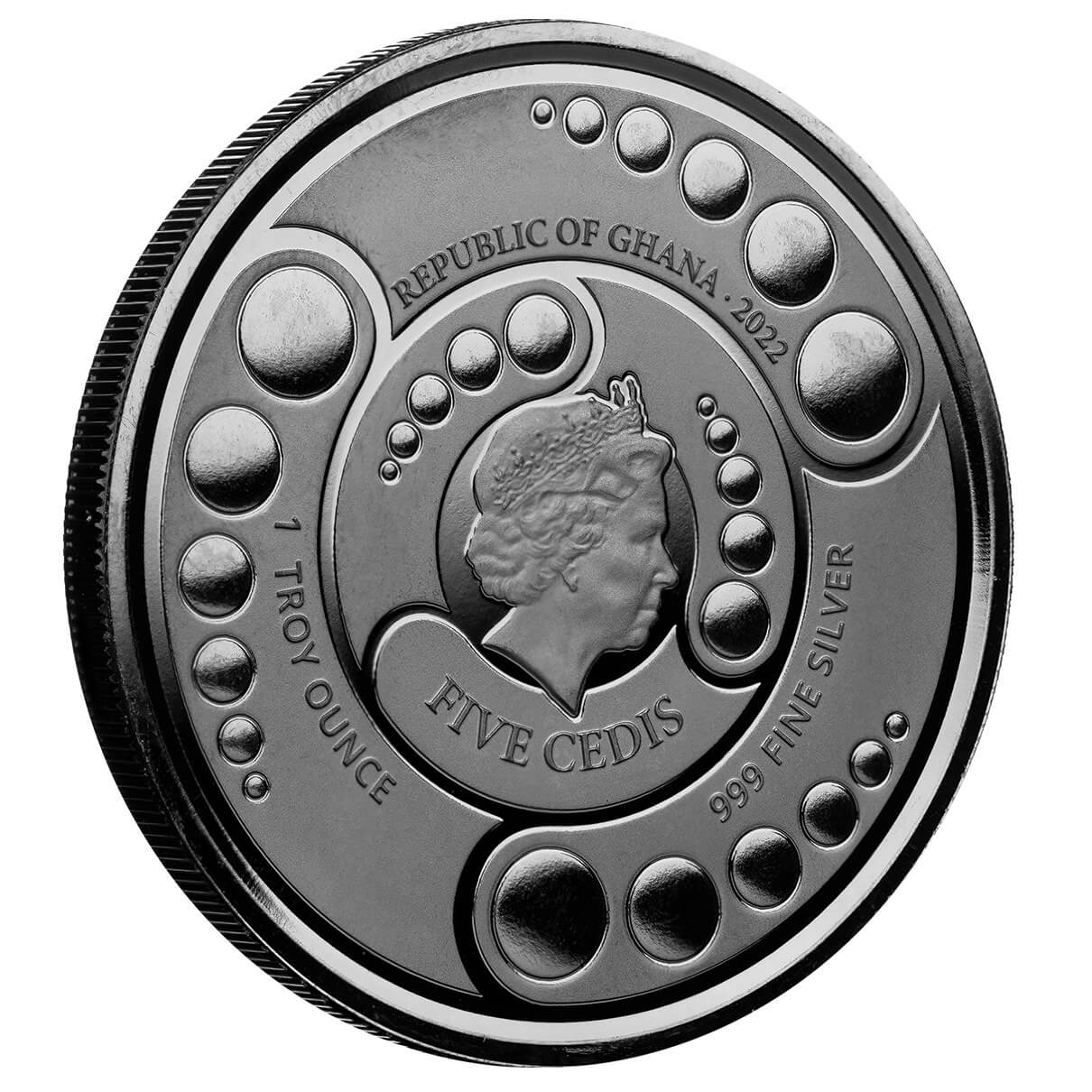 2022 Scottsdale Mint Ghana Alien 1 Oz Silver Plated In Black Rhodium With Color Coin 12