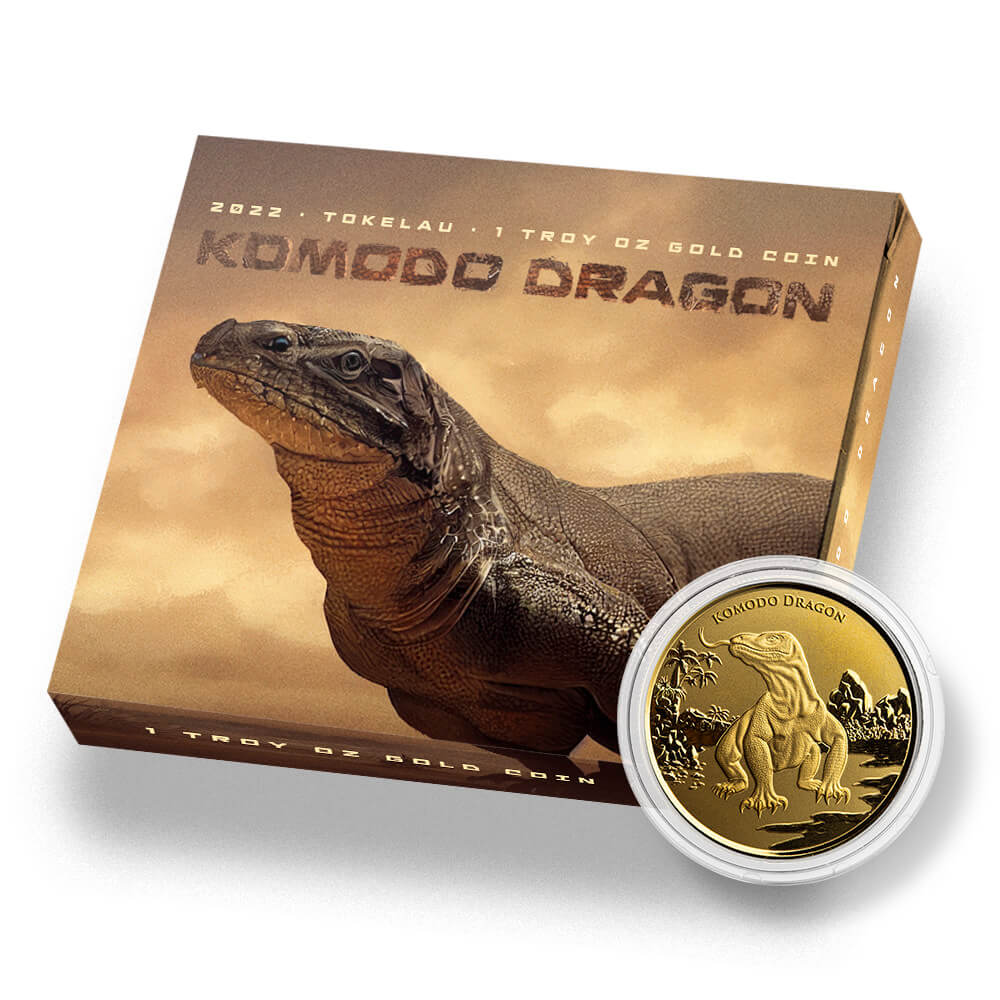 2022 Scottsdale Mint Tokelau Komodo Dragon 1 Oz Gold Bu Coin 02