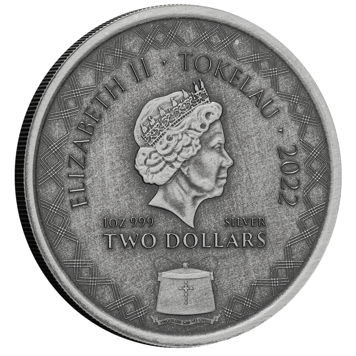 2022 Scottsdale Mint Tokelau Komodo Dragon 1 Oz Silver Antique Coin 01