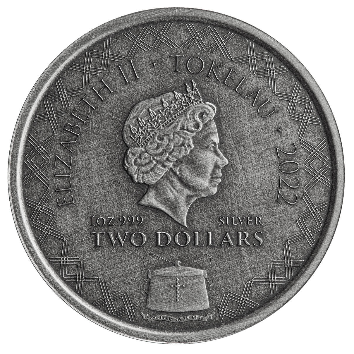 2022 Scottsdale Mint Tokelau Komodo Dragon 1 Oz Silver Antique Coin 02