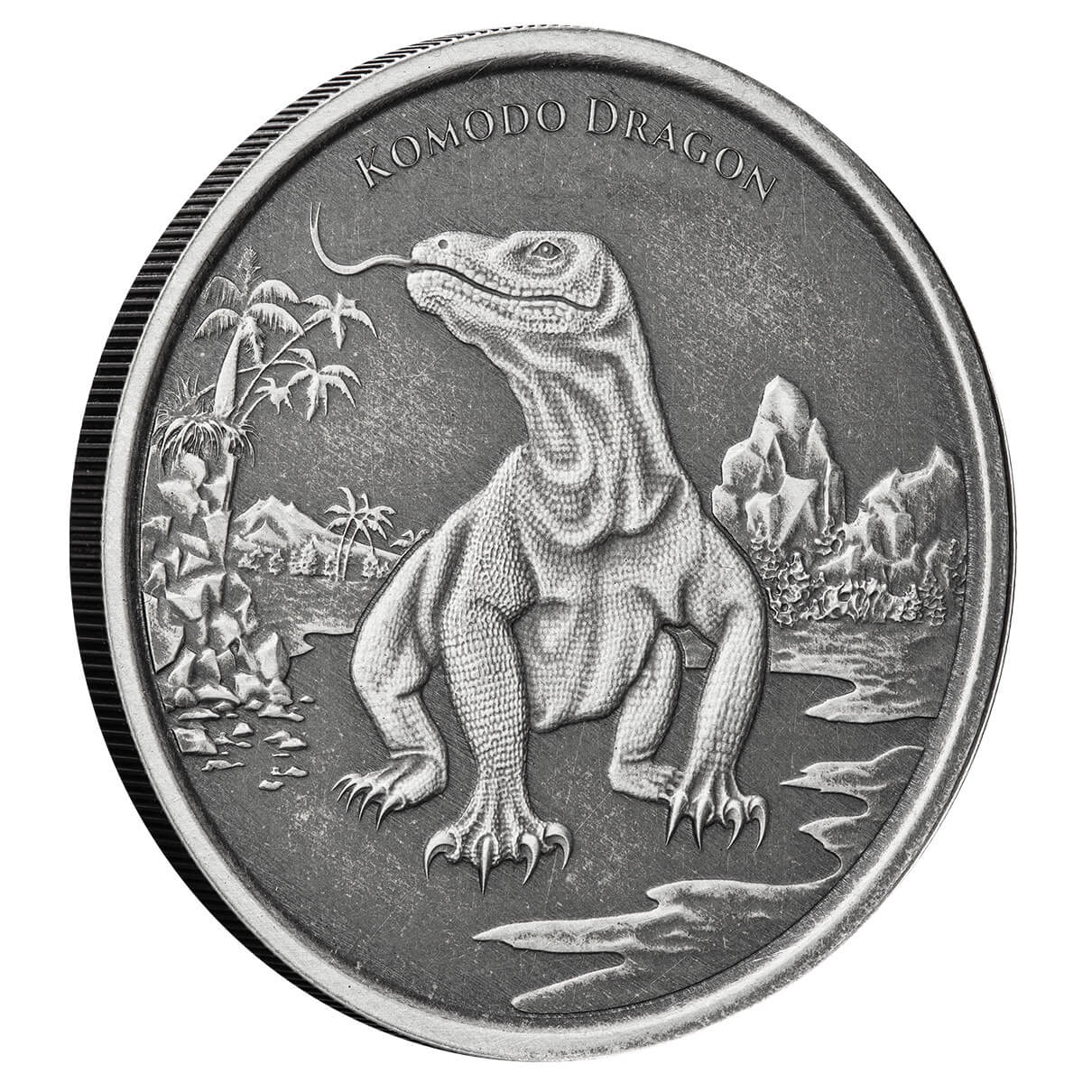 2022 Scottsdale Mint Tokelau Komodo Dragon 1 Oz Silver Antique Coin 03