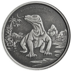 2022 Scottsdale Mint Tokelau Komodo Dragon 1 Oz Silver Antique Coin 04