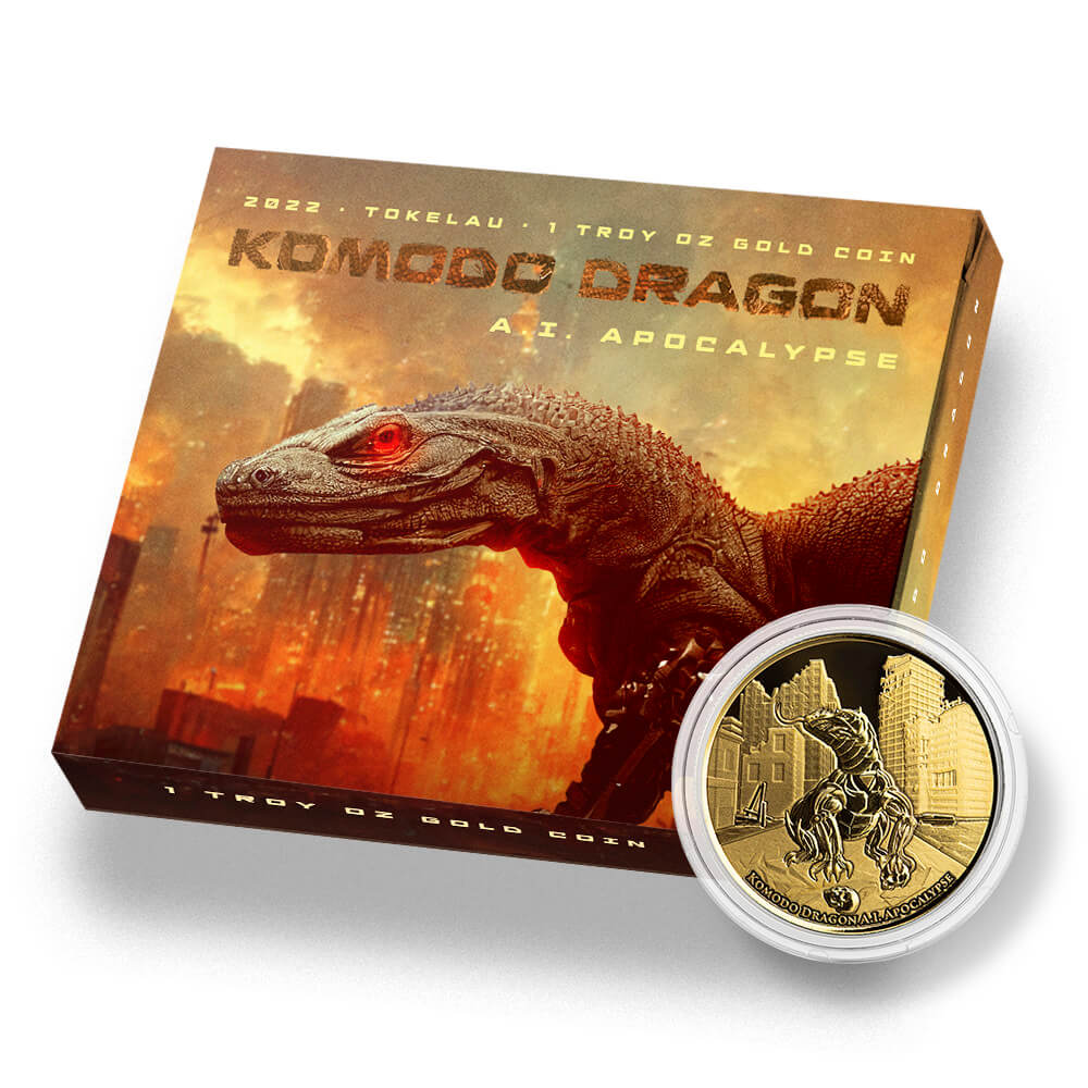 2022 Scottsdale Mint Tokelau Komodo Dragon AI Apocalypse 1 oz Gold BU Coin 02
