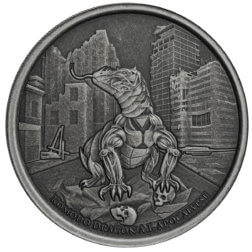 2022 Scottsdale Mint Tokelau Komodo Dragon Ai Apocalypse 1 Oz Silver Antique Coin 02