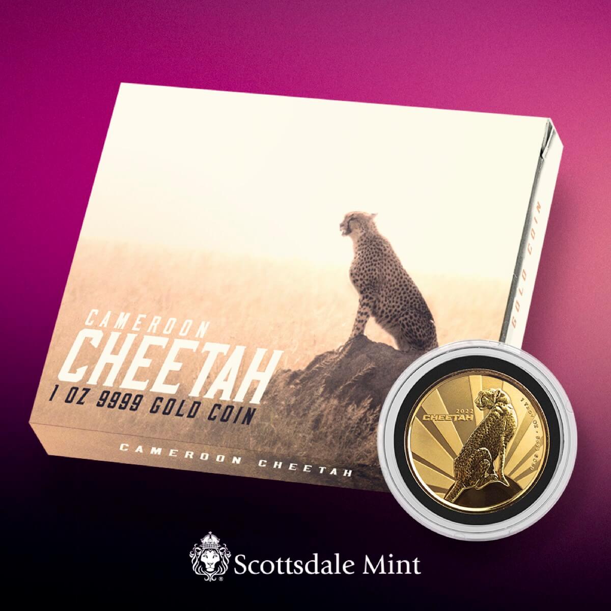 2022 Scottsdale Mint Cameroon Cheetah 1 Oz Gold Proof Coin 02