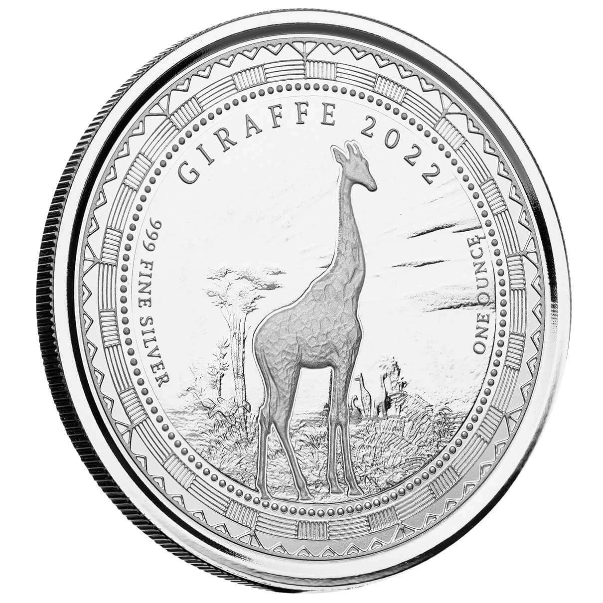 2022 Scottsdale Mint Equatorial Guinea Giraffe 1 Oz 999 Silver Bu Coin 03