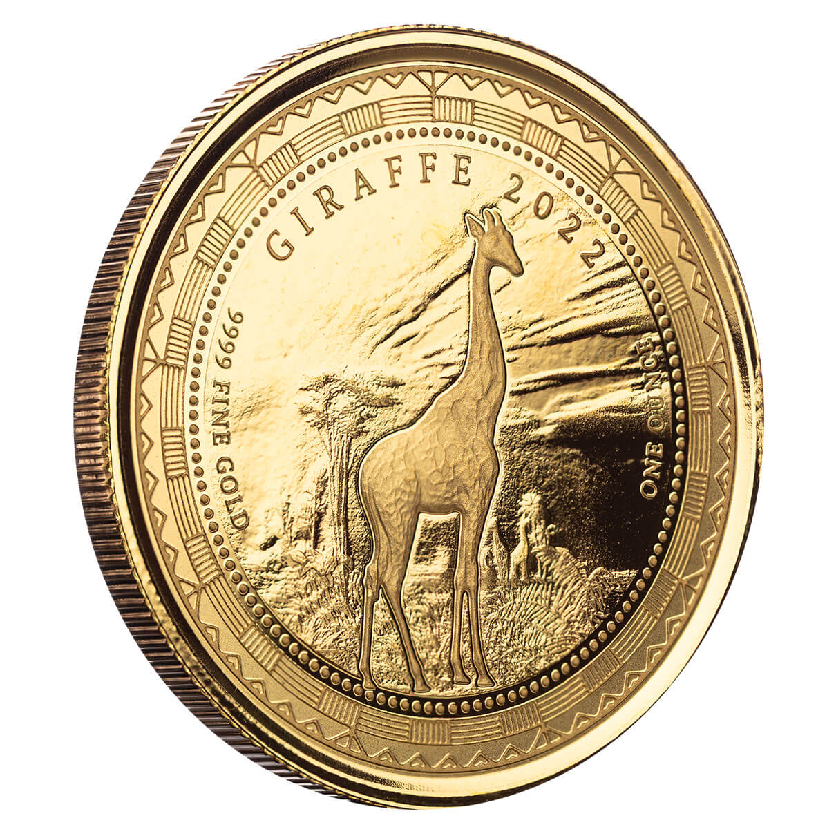 2022 Scottsdale Mint Equatorial Guinea Giraffe 1 Oz 9999 Gold Proof Coin 06