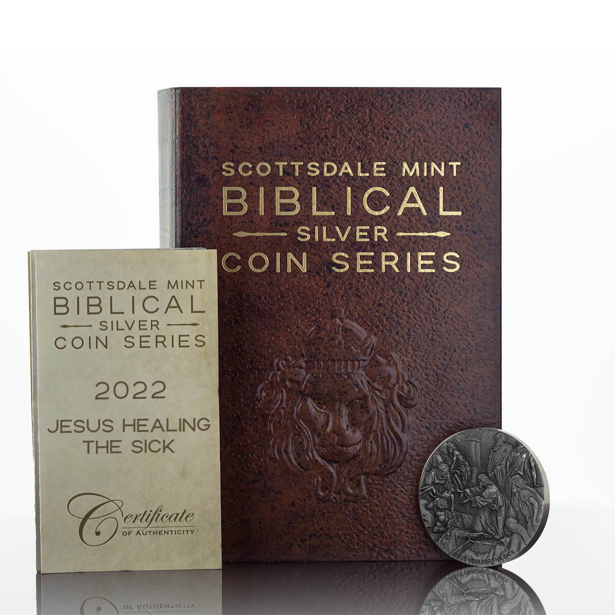 2022 Biblical Series Jesus Healing The Sick 2 Oz Silver Antique Coin Scottsdale Mint 08