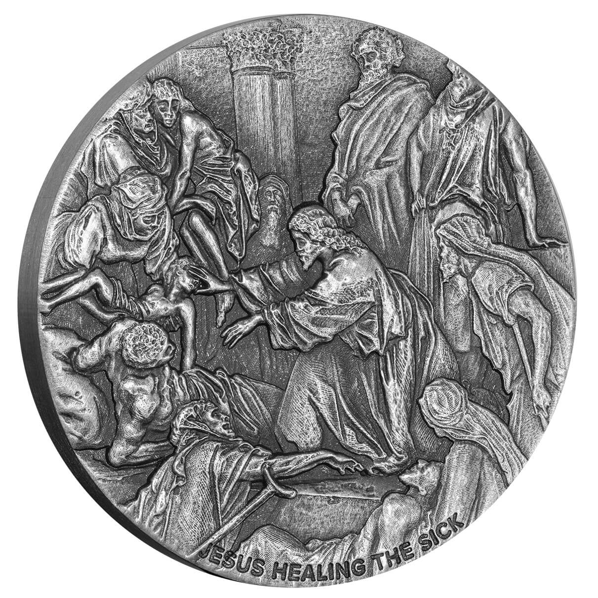 2022 Biblical Series Jesus Healing The Sick 2 Oz Silver Antique Coin Scottsdale Mint 09