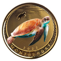 2022 Eastern Caribbean 8 Scottsdale Mint Montserrat Sea Turtle 1 Oz Gold Proof With Color Coin 05