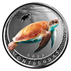 2022 Eastern Caribbean 8 Scottsdale Mint Montserrat Sea Turtle 1 Oz Silver Proof With Color Coin 03