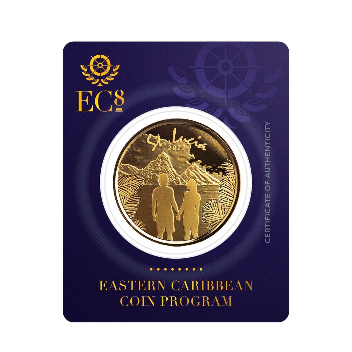 2022 Eastern Caribbean 8 Scottsdale Mint St Lucia Couple 1 Oz Gold Bu Coin 01