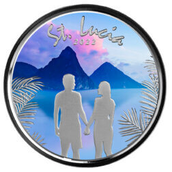 2022 Eastern Caribbean 8 Scottsdale Mint St Lucia Couple 1 Oz Silver Proof With Color Coin 02