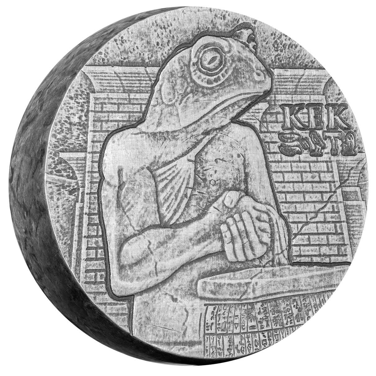 2022 Egyptian Relic Series Ers Kek Frog God 5 Oz Silver Antique Coin Scottsdale Mint 03