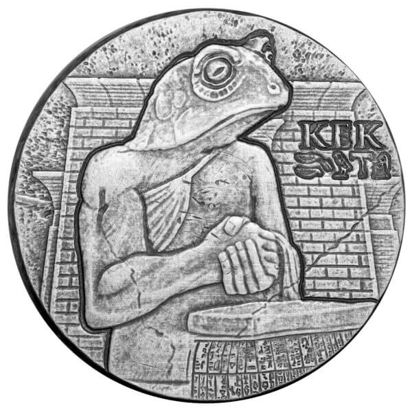 2022 Egyptian Relic Series Ers Kek Frog God 5 Oz Silver Antique Coin Scottsdale Mint 04