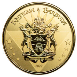 2022 Scottsdale Mint Ec8 Antigua And Barbuda Coat Of Arms 1 Oz Gold Proof Like Coin 03