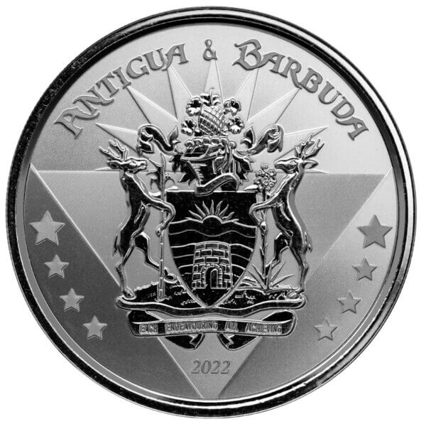 2022 Scottsdale Mint Ec8 Antigua And Barbuda Coat Of Arms 1 Oz Silver Proof Like Coin 03