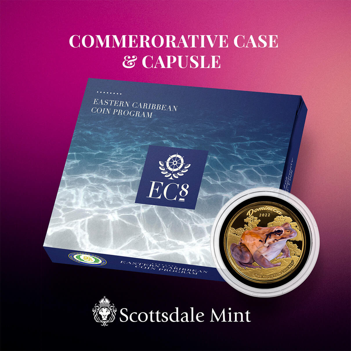 2022 Scottsdale Mint Ec8 Dominica Mountain Chicken 1 Oz Gold Proof Color Commemorative Coin 05