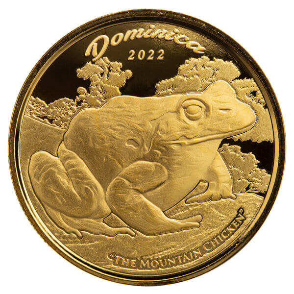 2022 Scottsdale Mint Ec8 Dominica Mountain Chicken 1 Oz Gold Proof Like Coin 02