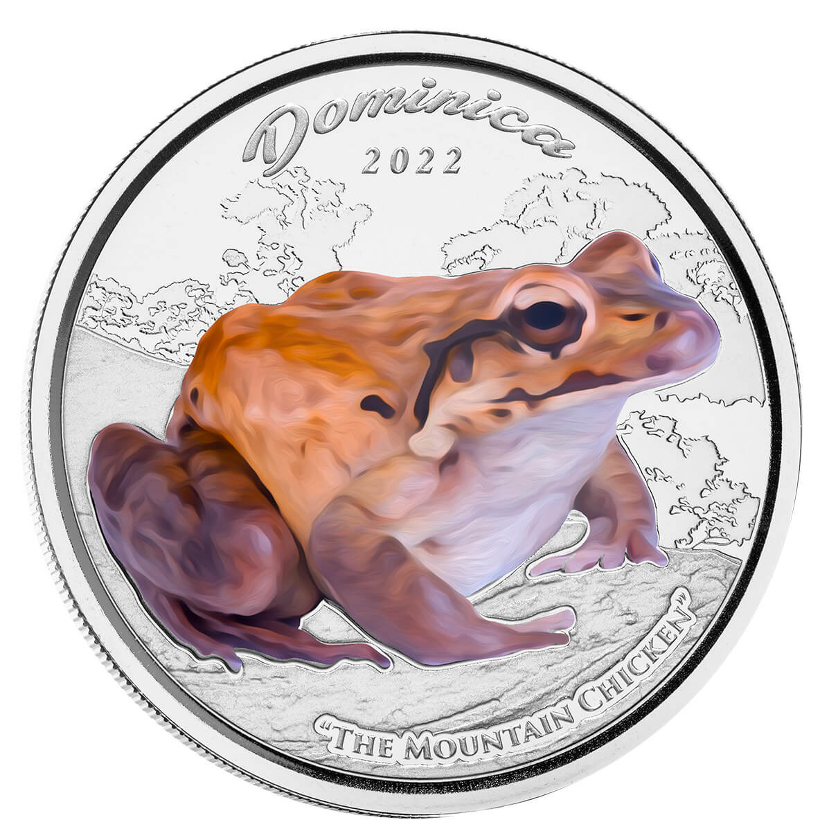 2022 Scottsdale Mint Ec8 Dominica Mountain Chicken 1 Oz Silver Proof Color Commemorative Coin 01