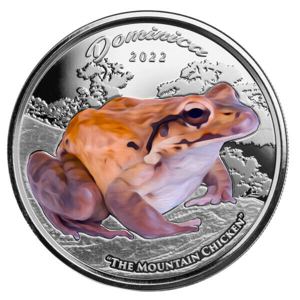 2022 Scottsdale Mint Ec8 Dominica Mountain Chicken 1 Oz Silver Proof Color Commemorative Coin 02