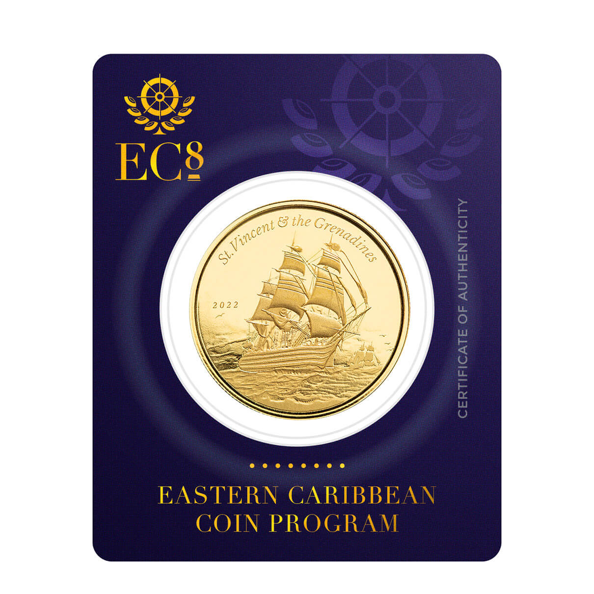 2022 Scottsdale Mint Ec8 Saint Vincent & The Grenadines Battle Of Cape St Vincent 1 Oz Gold Proof Like Coin 03