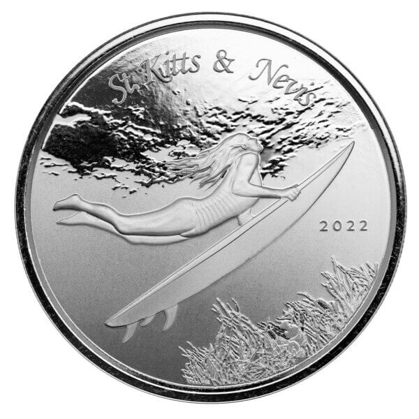 2022 Scottsdale Mint Ec8 St Kitts And Nevis Underwater Surfer 1 Oz Silver Proof Like Coin 05