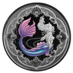 2022 Scottsdale Mint Samoa Mermaid Princess Of The Seas 1 Oz Silver Antique Proof Color Coin 04