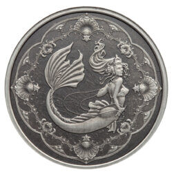 2022 Scottsdale Mint Samoa Mermaid Princess Of The Seas 1 Oz Silver Antique Proof Like Coin 06