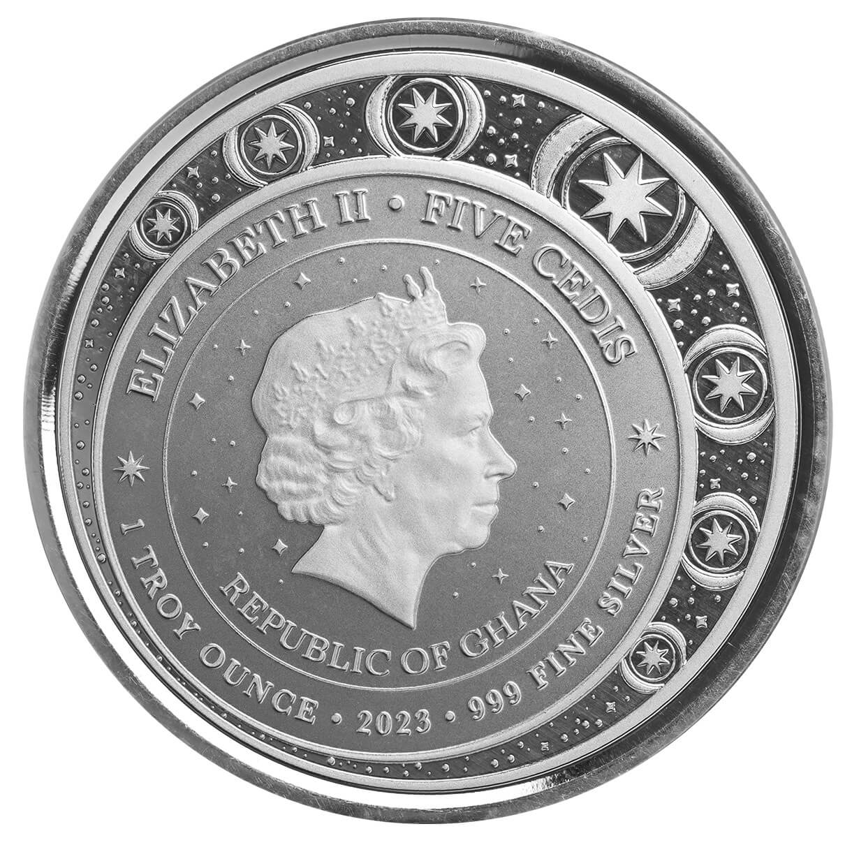 2023 Ghana Unicorn “Blossom” 1 oz Silver Rainbow Color Coin